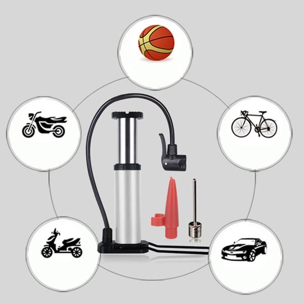 Mini Portabel Högtrycks Cykel Fotpump Silver Däck Luftpump