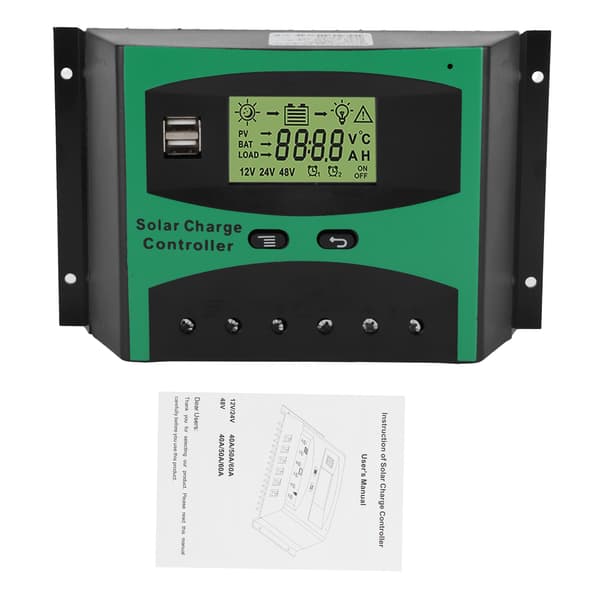 60A 12V 24V Solar Charge Controller Dobbelt USB-port Intelligent Regulator Effektiv Varmeafledning Solpanel