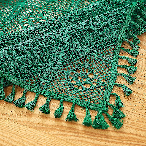 Virkad spets rektangelduk med vintage Green 140x200cm