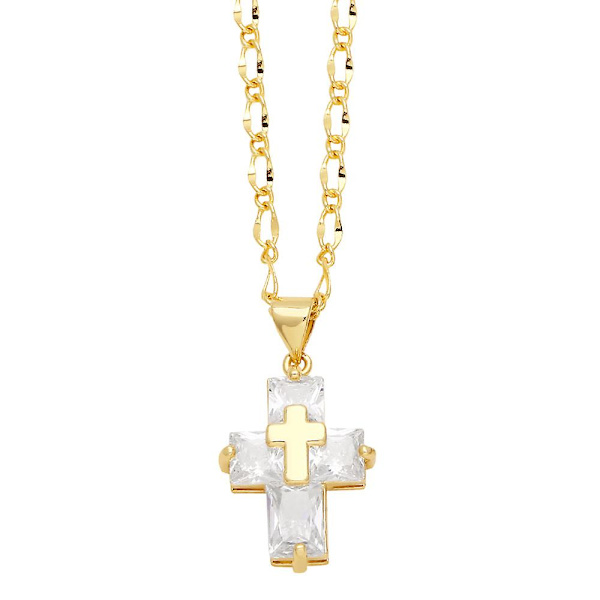 Halskæde Vintage Zircon Cross Fashion smykker Ac10360 white