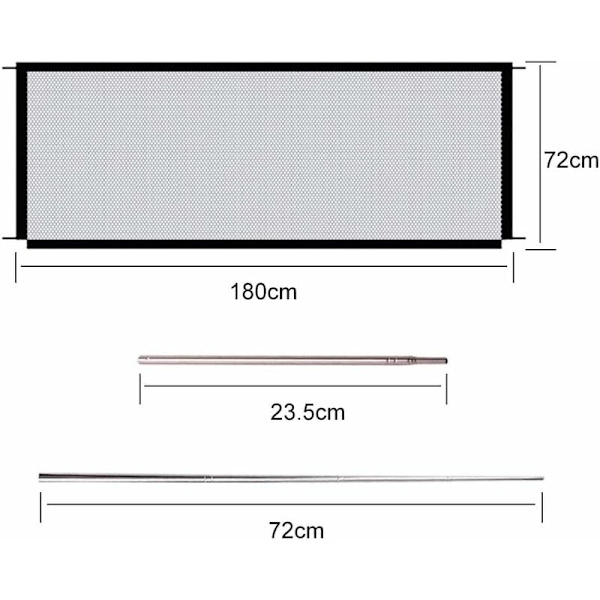 Sammenfoldelig Nylon Hundehegn Isoleringsnet (Sort 1,8m*72cm (OPP taske)),