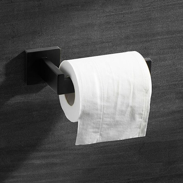 Paperipyyheteline 16 cm - Neliönmuotoinen musta ruostumattomasta teräksestä valmistettu pyyheteline Kylpyhuoneen vaateteline ruostumattomasta teräksestä rullalle wc-paperiteline,