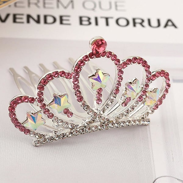 Barne Rhinestone Crown Hair Comb Babytilbehør Barnas Day Hodeplagg Style 19