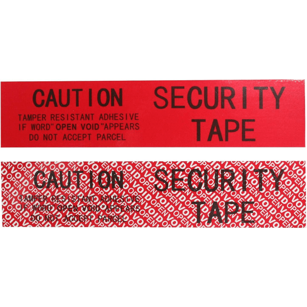 1 rull 100 % Total Transfer Tamper Evident Security Tape, - Rød, 5cm X 50m X 2 Mil, Security Tape