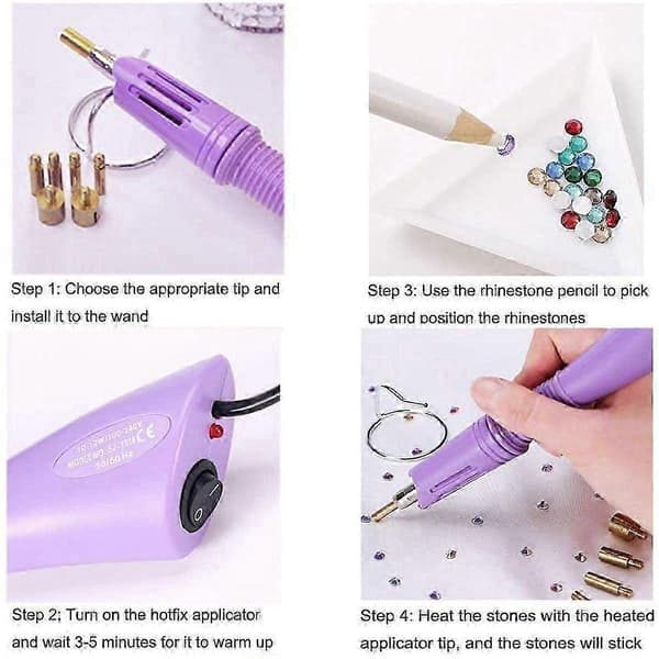 Strass Hot-fix Applikatorsett for DIY Neglekunst og Dekorasjoner