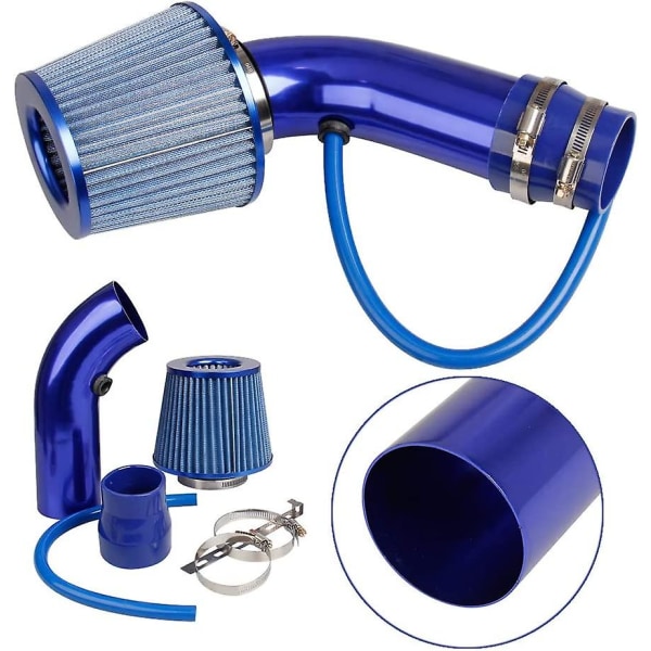 Universalt kaldluftinntaksfilter,universalt sportsluftfilter luftkjølesett,billuftinntaksfiltersystem for bil (blå)