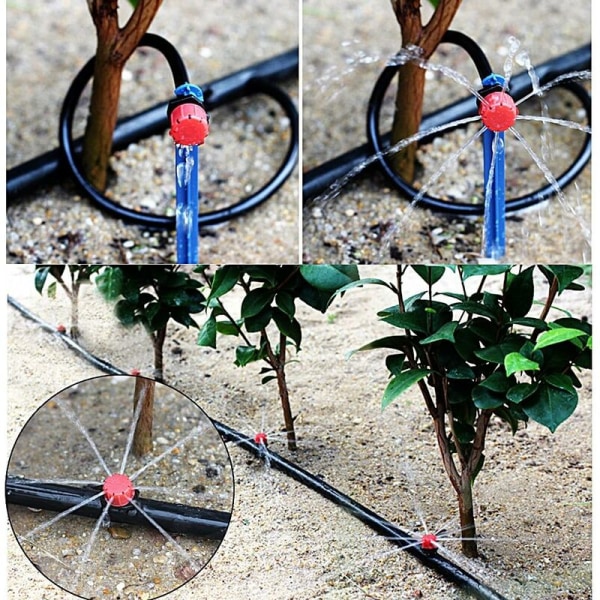 100 rödluva droppare bevattningsdroppare, justerbar dropp självbevattning mikro sprinkler emitter droppare för växthus DIY Garden