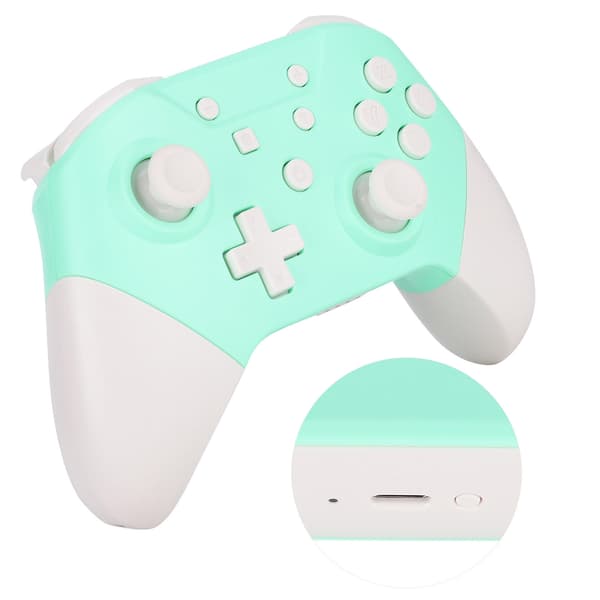 Trådlös Bluetooth-spelkontroll med NFC 3D-joysticks för Nintendo Switch Pro Grön Vit
