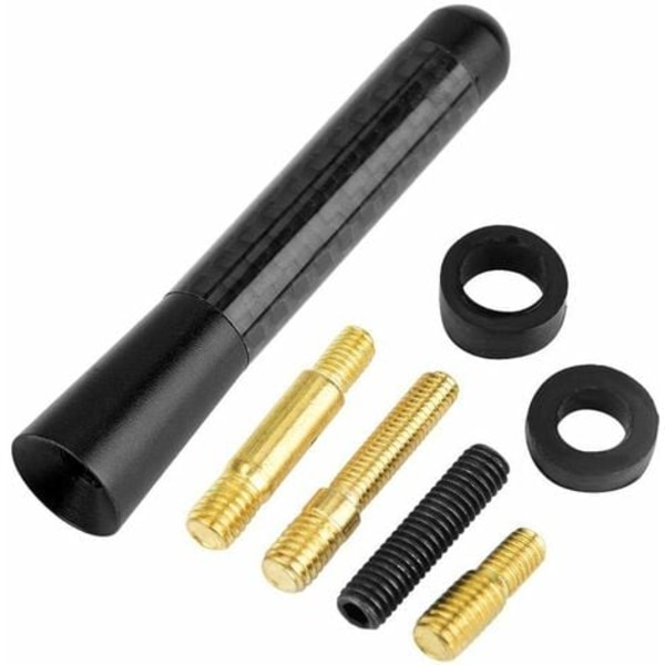 Bilantenne, 8CM Carbon Fiber Screw Radio Kort antenne til Universal Car Modification (Sort)