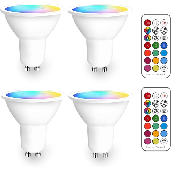 Ledgu10 Rgb Spot Glödlampa Färgskiftande LED Glödlampor Rgbw Dimbar Varmvit (2700k-6500k) LED Spotlights - Infraröd fjärrkontroll ingår (paket med
