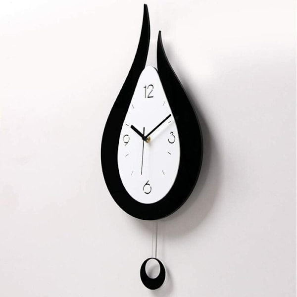 Svart vattendroppe Modern Minimalistisk Kreativ Swing Väggklocka Kreativ Mode Väggklocka Sovrumsväggklocka，Dekorativ W