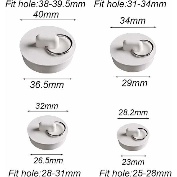 6 stk A-type hvid gummi + B-type hvid gummi + C-type hvid gummi + D-type hvid gummi + E-type hvid gummi + F-typ