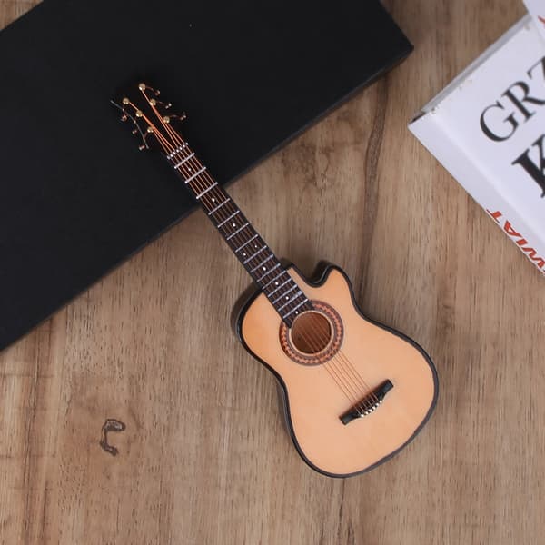 Miniatyr akustisk klassisk gitarr modell Mini trägitarr skrivbordsdekoration presenter 20cm