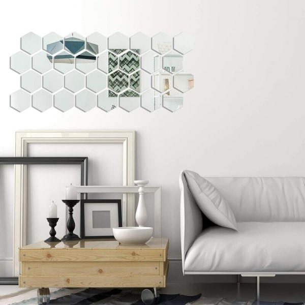 24 stk justerbart spejl akryl aftagelige vægklistermærker til familie stue og soveværelse dekoration