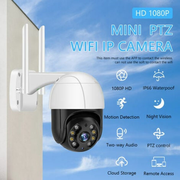 1080P 2Mp Hd trådlös Ptz Wifi övervakningskamera, inomhus/utomhus övervakningskamera, tvåvägsljud, rörelsedetektion,