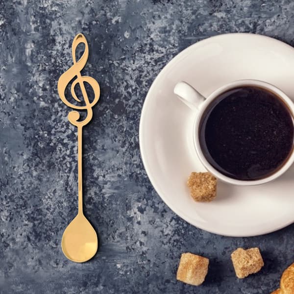 Gylden Musikalsk Node Rustfrit Stål Kaffeske til Omrøring og Dessert