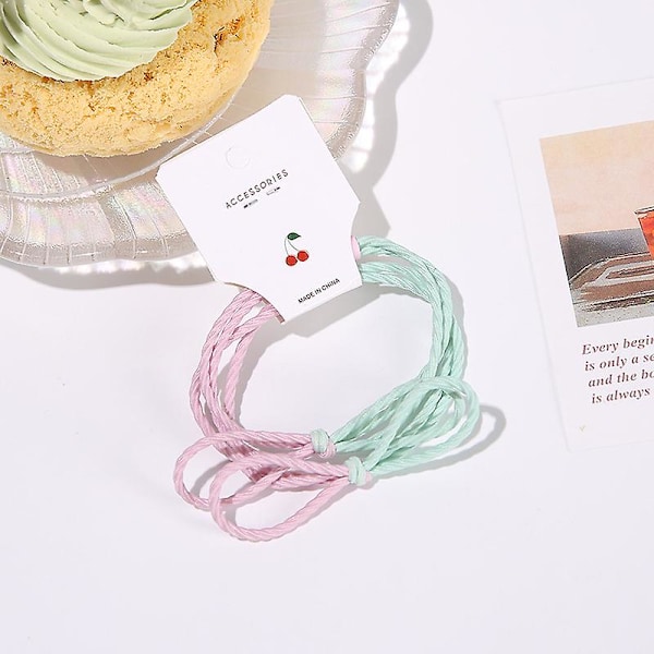 2 st rosett hårrep koreansk stil färgmatchning hög elasticitet Bekväm bärande hästsvanshållare Pinkgreen