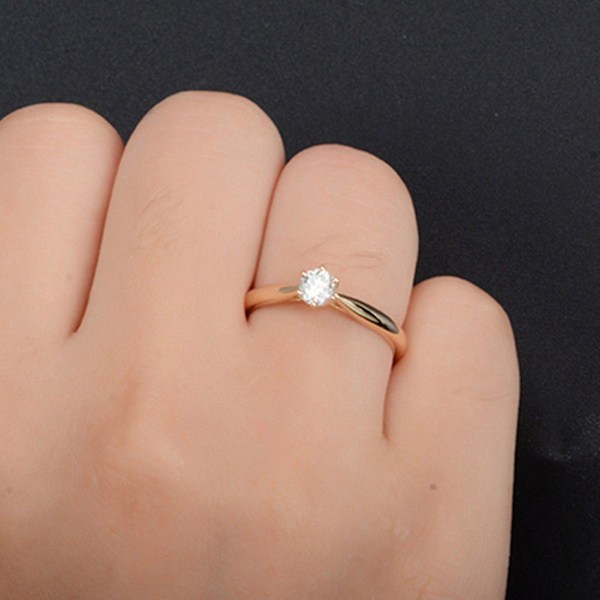 Ring Sexklor Elegant legering Cubic Zirconia Ring för fest Golden US 5