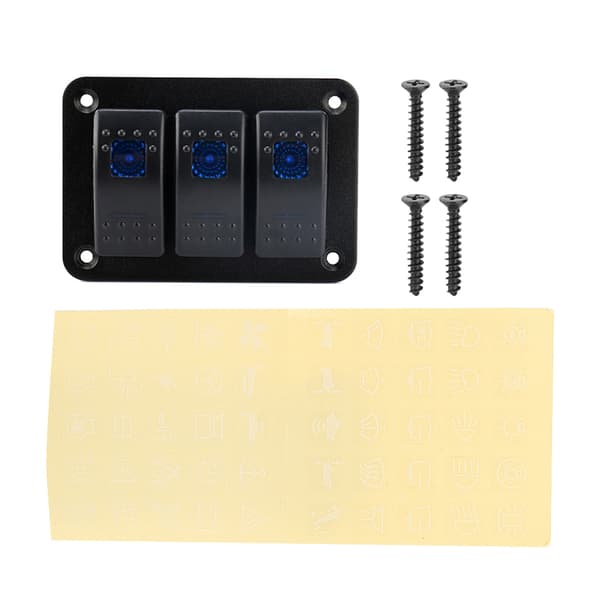 3 Gang 12-24V LED Vippekontaktpanel til RV Bil Marine Båd