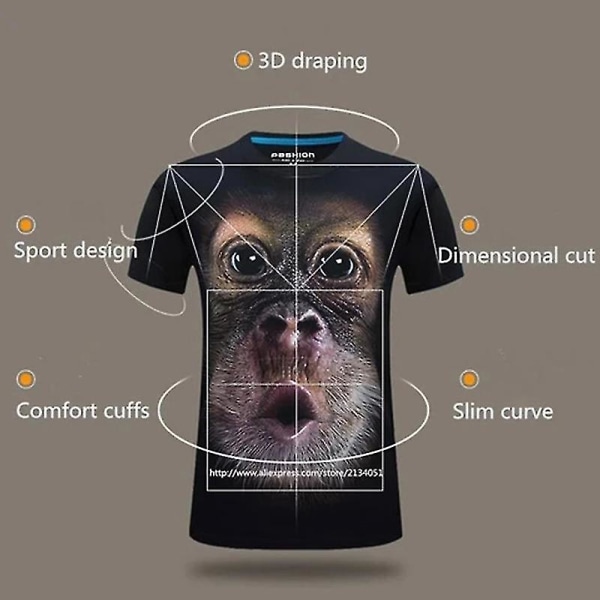 3d män T-shirt Orangutang mönster rund hals kort ärm 6XL