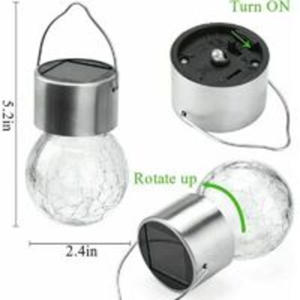 4-pak solar lysekrone julehave dekoration, Crackle Earth LED solar lysekrone vandtæt O