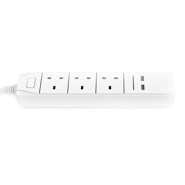 Smart Wifi App-kontrollert strømskinne med 3 uttak, 2 USB hurtigladekontakter, app-kontrollert arbeidsstrømuttak