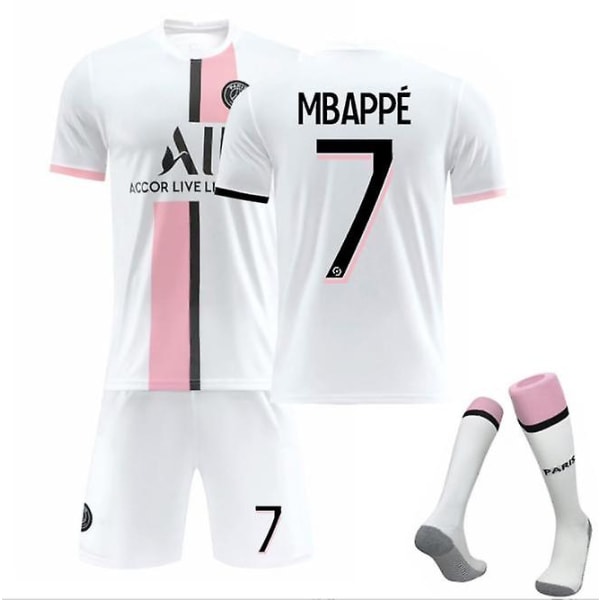 Fotbollssats Fotbollströja Träningströja Mbappe White 22（6-7Years）