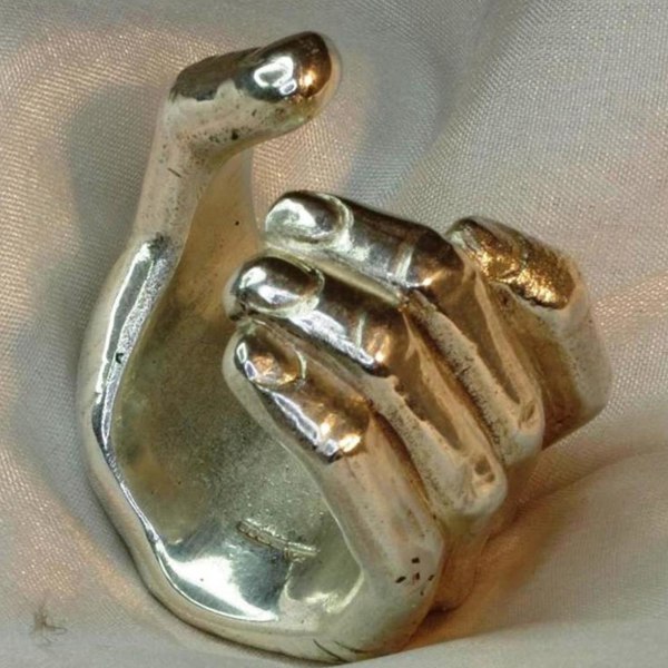 Vintage snidad Hand Ring Kram Legering Justerbar Öppna Finger Ring För presenter Silver