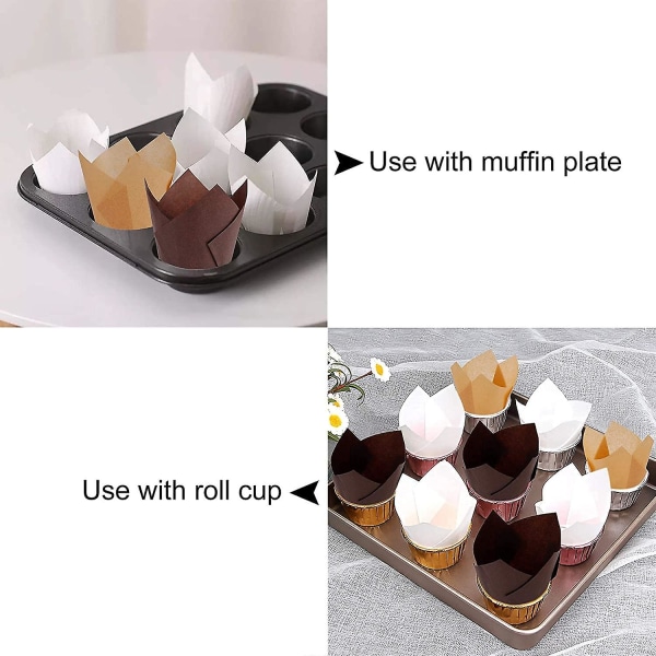 Cupcakesager, muffinpapir, 150 stk. Tulipanbagepapirkopper, Papirmuffin, Cupcakebageforme Muffinkopper, Cupcakepapirkopper til muffins, kage, Cu
