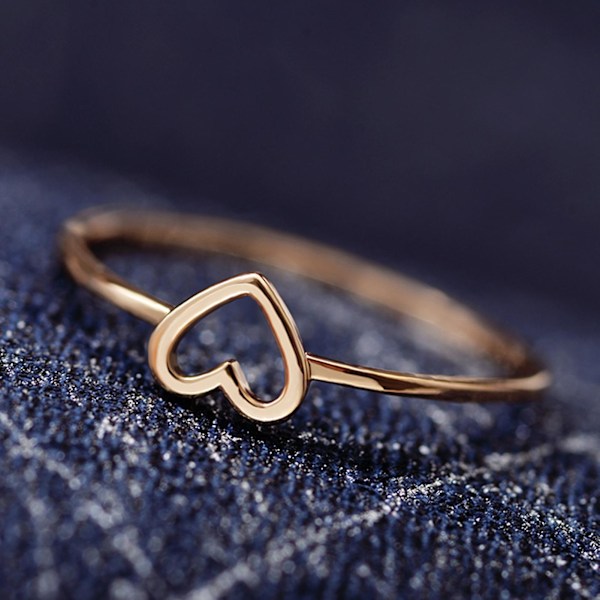 Kvinnor enkel urholkad hjärtring Valentine Propose Circlet smycken present Silver US 9