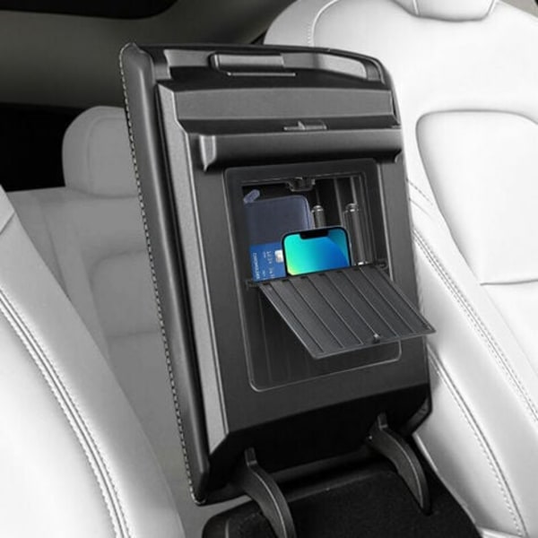 Central Control Armstöd Förvaringsbox för Tesla Model3/Y 2021 - Svart