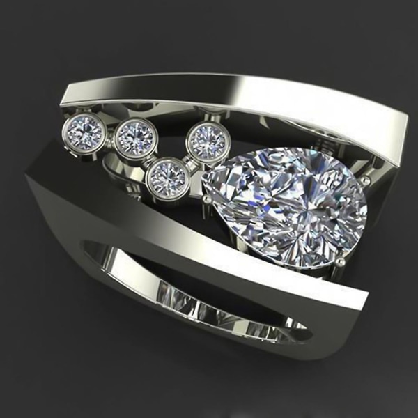 Kvinder Retro Rhinestone indlagt geometrisk form fingerring bryllup smykker gave US 7 2