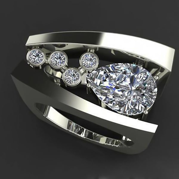 Kvinner Retro Rhinestone innlagt geometrisk form fingerring bryllup smykker gave US 7 2