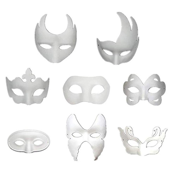 6 Stk Hvide Masker Diy Masquerade Masker Halloween Ansigtsmasker