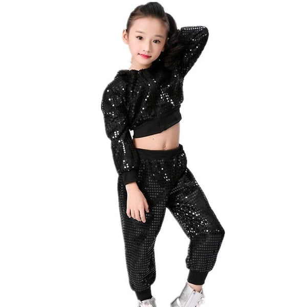 2 stk Moderne jentejazz dansetøy Hip Hop-kostymer for barn 150cm