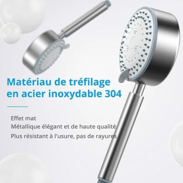 Dusjhode, vannbesparende dusjhode, 304 hånddusj i rustfritt stål, vannbesparende høytrykksbadekar lett å installere