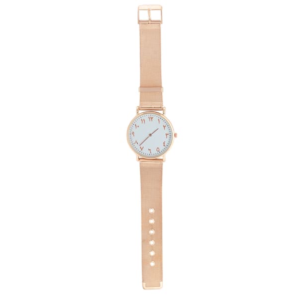 Quartz Urværk Rustfrit Stål Rosaguld Analog Rund Urskive Armbåndsur