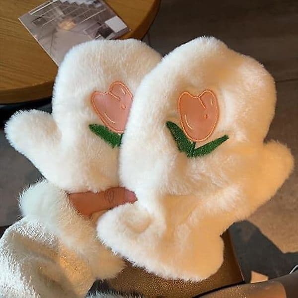Tulip Vinterhandsker til kvinder, søde, bløde, varme vanter, Harajuku-stil