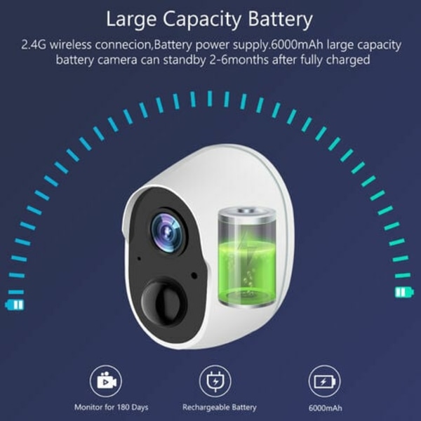 2Mp 1080P Wifi genopladeligt batteri Trådløst højsikkerhedskamera
