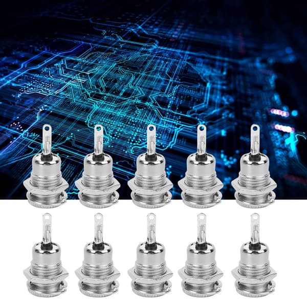 10 stk. DC Strømforsyning Hun Jack Socket Gevind Metal Panel Mount Connector DC099