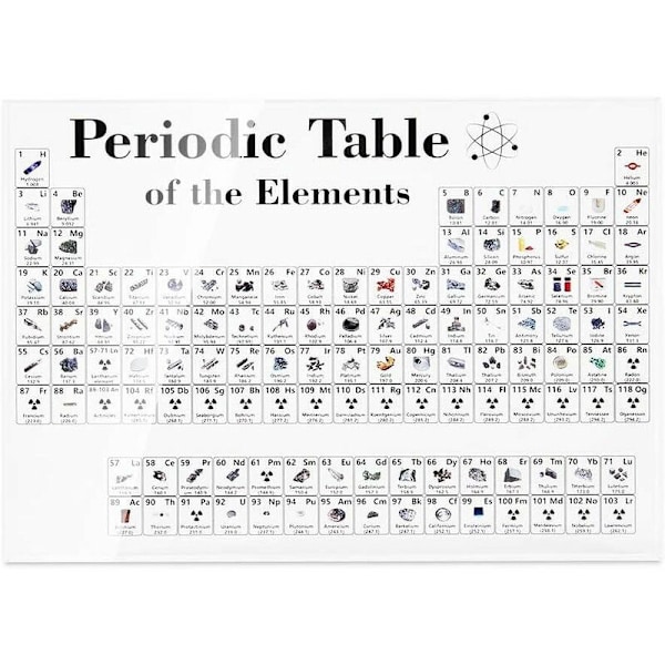 Tryckplåt 170*120*24mm Svartvitt element Kristallfärg Periodisk tryckplåt Periodiska systemet för kemiska grundämnen