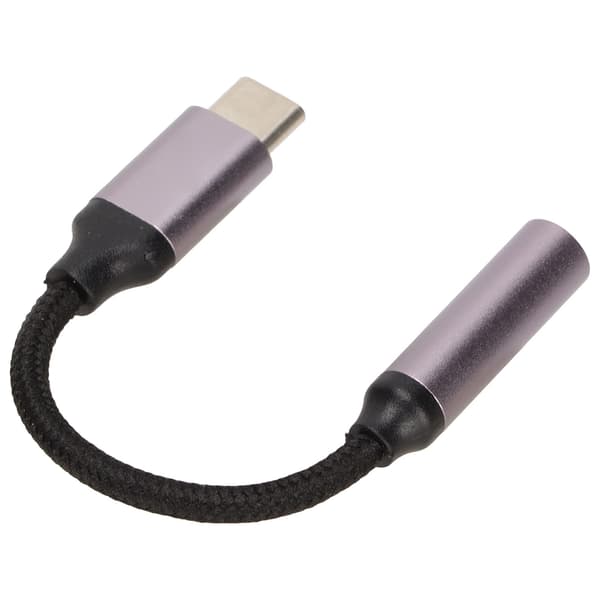 USB C til 3,5 mm lydkabeladapter med musikk, samtale og ledningskontroll