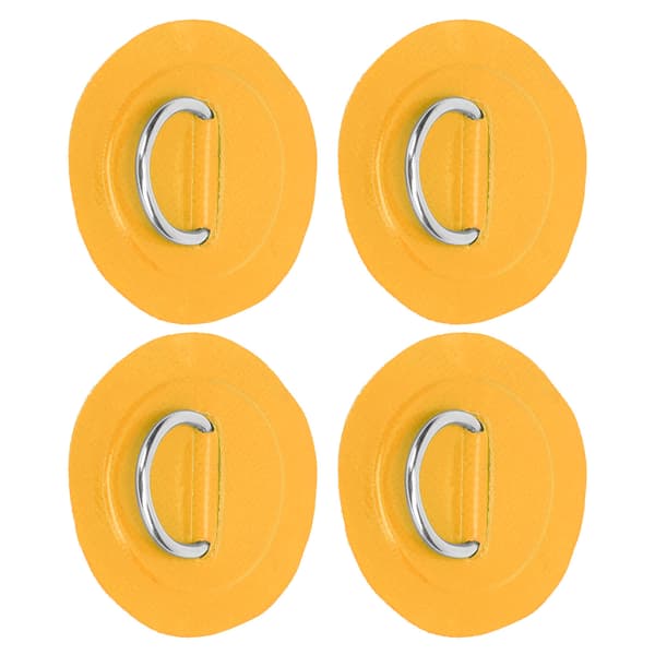 4 st PVC Patch Elastiskt Rep Set med Rostfritt Stål D Ring Pad Gul