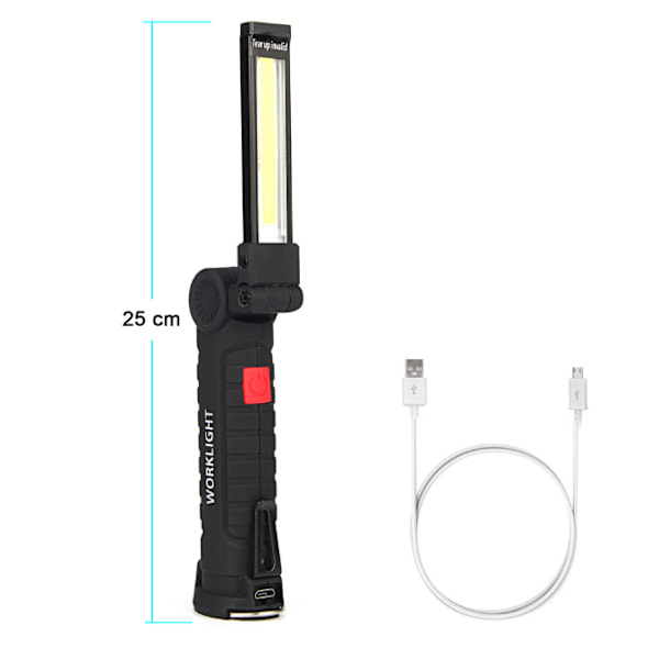 2 x COB arbeidslys Oppladbare COB LED arbeidslys Workshop lommelykt LED arbeidslys med magnetisk sokkel inspeksjonslys for fotturer, camping,