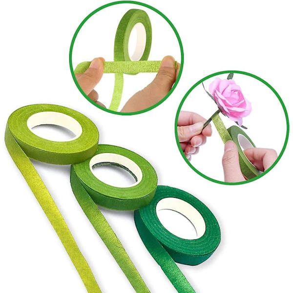 7 delar set 1,2 cm band, 22 gauge blomtråd, 26 gauge järntråd för blommor och 100 delar kulhuvudsnålar