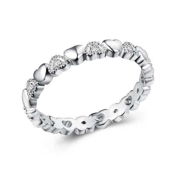 Naisten Sormus Sydämen muotoinen Cubic Zirkonia Korut Makea Muoti Ulkonäkö Sormus Sormus Häihin Silver US 7