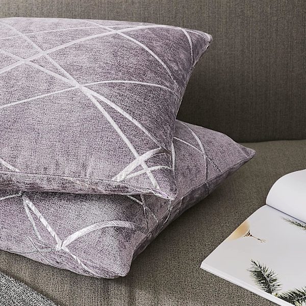 Dekorativ sofa pudebetræk, sofa tyk pude pudebetræk, firkantet grå luksus pude 2 sæt 40*40 cm Violet