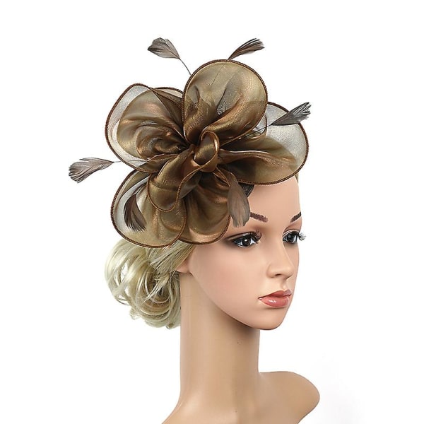 Faux Feather Net Garn Hatt Ensfarge Fascinator Bryllup Tea Party Hodeplagg Hårpynt For Sapphire