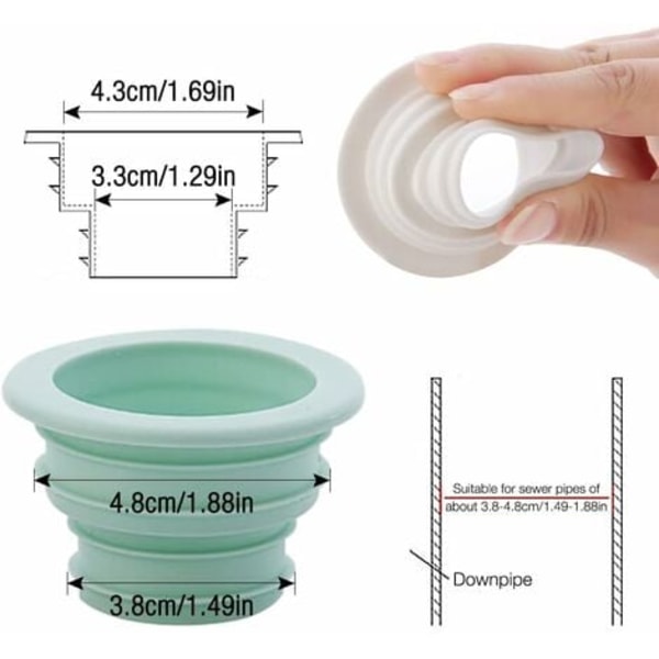 Drænrørstætningsprop, 4 stk. Deodoranttætningsring, Universaltætning Drænprop, Drænrørstætningsprop (3,8 - 4 stk.
