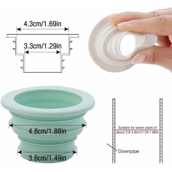 Tetningsplugg for dreneringsrør, 4 stk. deodoranttetningsring, universal tetningsplugg, tetningsplugg for dreneringsrør (3,8 - 4 stk.